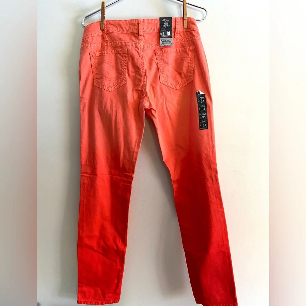 New Silver Jeans Co Aiko skinny orange/red ombré - Picture 2 of 6
